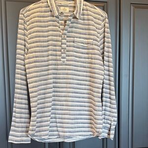 Marine Layer super soft blue and white striped Cotton popover Shirt - Large